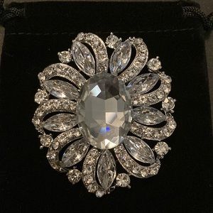 Rhinestone Brooch Silver tone contemporary bling